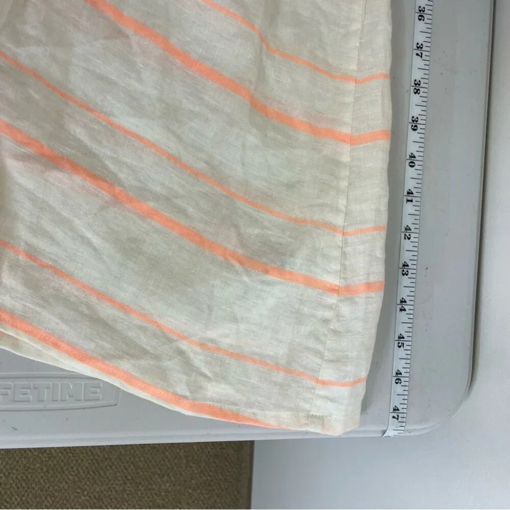 J.CREW Linen Cotton Blend Peach Cream Stripes Midi Dress No Size Tag - Picture 5 of 15